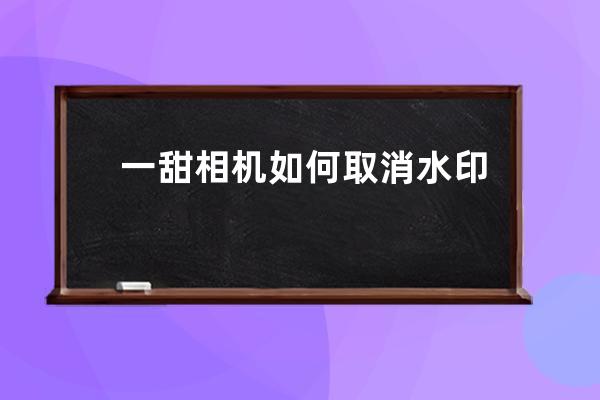 一甜相机如何取消水印?一甜相机关闭水印教程 