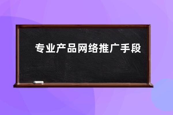 专业产品网络推广手段(网络推广的手段有哪些)