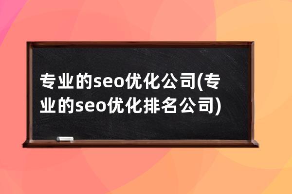 专业的seo优化公司(专业的seo优化排名公司)