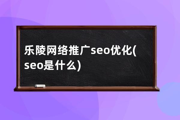 乐陵网络推广seo优化(seo是什么)
