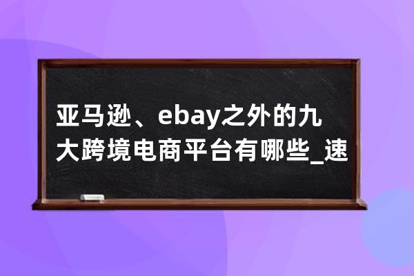 亚马逊、ebay之外的九大跨境电商平台有哪些_速卖通,亚马逊,ebay这些属于哪些类 