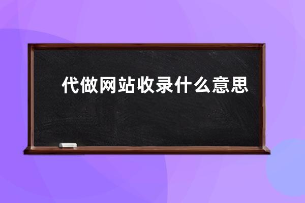 代做网站收录什么意思