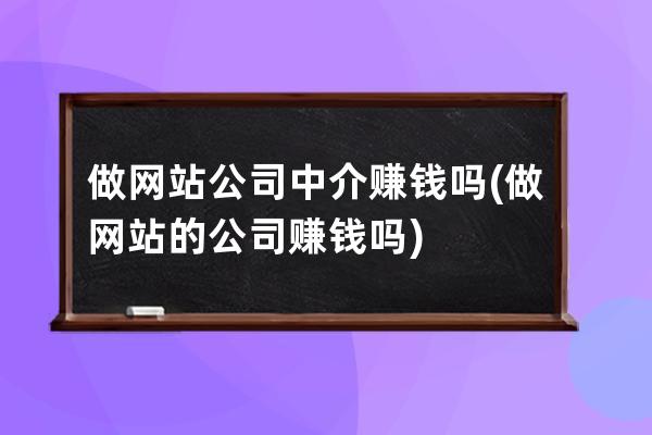 做网站公司中介赚钱吗(做网站的公司赚钱吗)