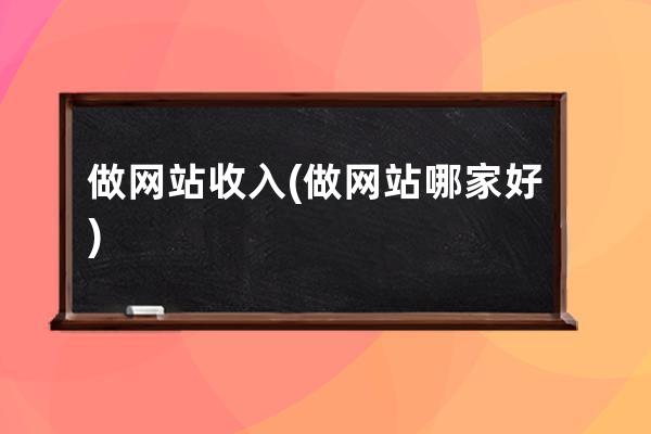 做网站收入(做网站哪家好)