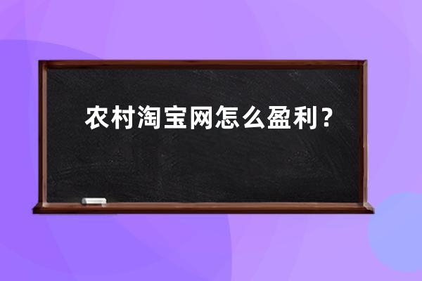 农村淘宝网怎么盈利？ 