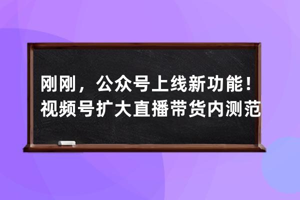 刚刚，公众号上线新功能！视频号扩大直播带货内测范围 