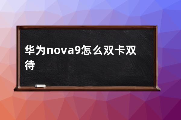 华为nova9怎么双卡双待