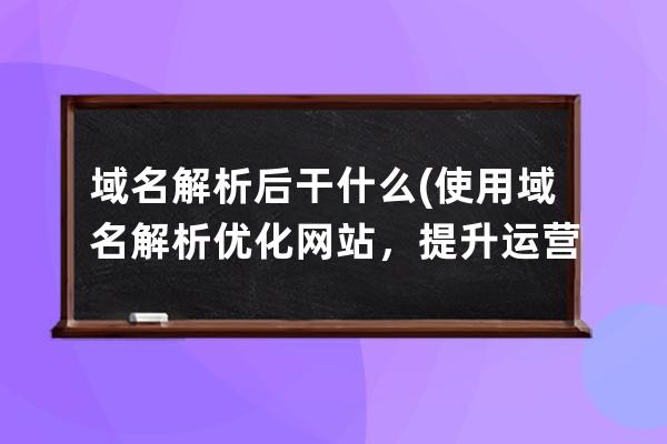 域名解析后干什么(使用域名解析优化网站，提升运营效率)