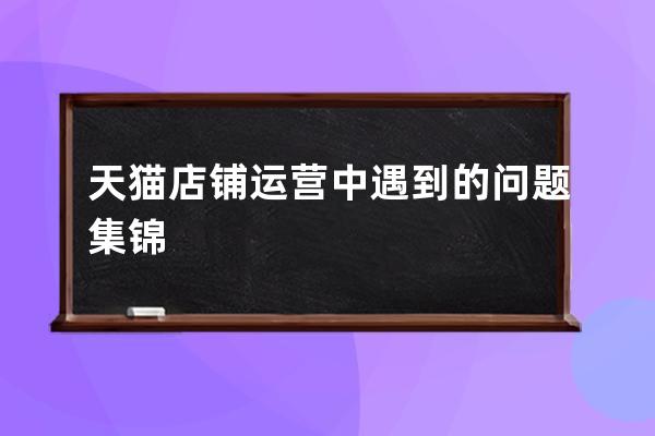 天猫店铺运营中遇到的问题集锦 