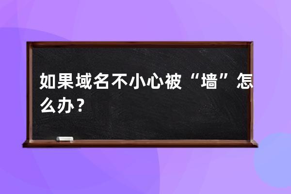 如果域名不小心被“墙”怎么办？