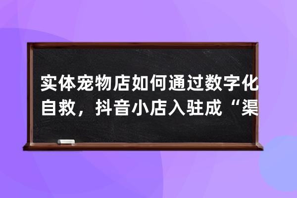 实体宠物店如何通过数字化自救，抖音小店入驻成“渠道”_抖音小店个体户入 