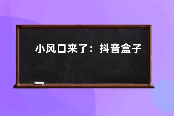 小风口来了：抖音盒子上线_抖音直播下个风口是什么 