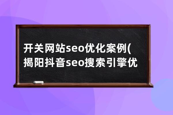 开关网站seo优化案例(揭阳抖音seo搜索引擎优化案例)