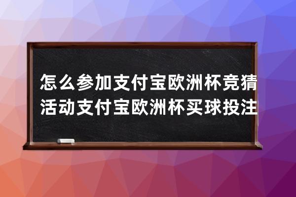 怎么参加支付宝欧洲杯竞猜活动?支付宝欧洲杯买球投注方法 