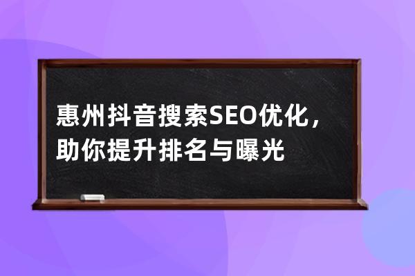 惠州抖音搜索SEO优化，助你提升排名与曝光