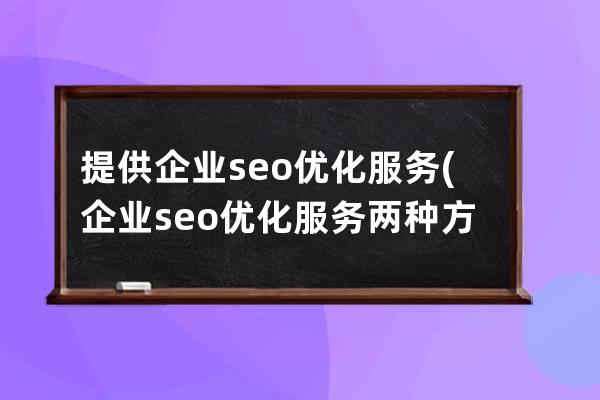 提供企业seo优化服务(企业seo优化服务两种方式的比较)