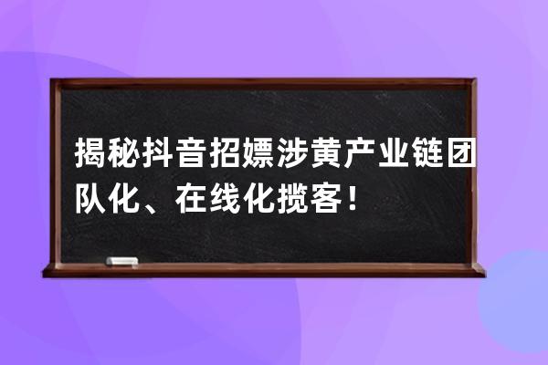 揭秘抖音招嫖涉黄产业链:团队化、在线化揽客！