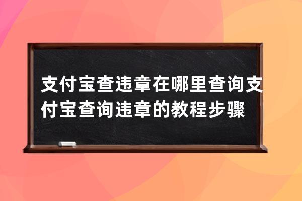 支付宝查违章在哪里查询支付宝查询违章的教程步骤 