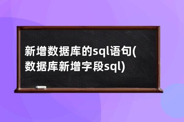 新增数据库的sql语句(数据库新增字段sql)