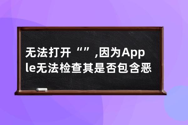 无法打开“”,因为Apple 无法检查其是否包含恶意软件。 此软件需要更新