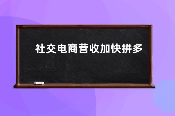 社交电商营收加快 拼多多店群项目竟变成网赚项目了！_社交电商下拼多多盈利 