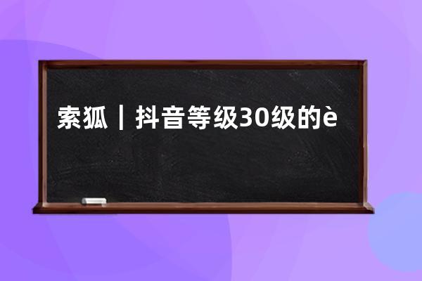 索狐｜抖音等级30级的账号有什么用？抖音财富等级号购买网站_抖音荣誉等级 