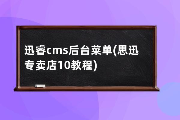 迅睿cms后台菜单(思迅专卖店10教程)