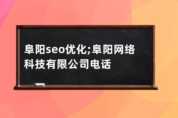 阜阳seo优化;阜阳网络科技有限公司电话