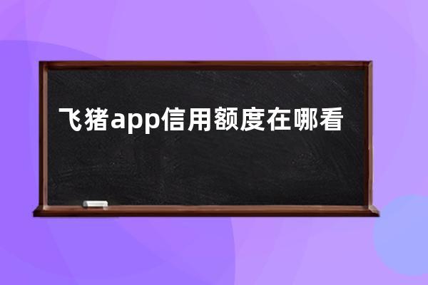 飞猪app信用额度在哪看？ 