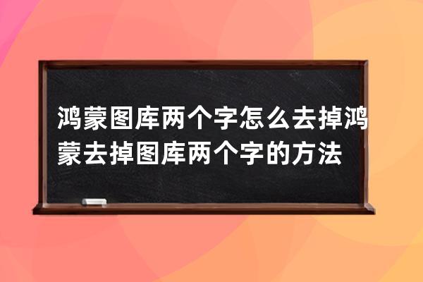 鸿蒙图库两个字怎么去掉?鸿蒙去掉图库两个字的方法 