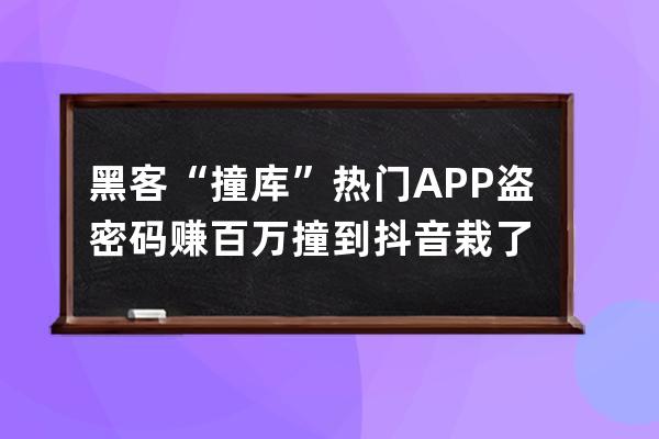 黑客“撞库”热门APP盗密码赚百万 撞到抖音栽了 