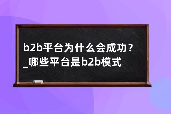 b2b平台为什么会成功？_哪些平台是b2b模式 