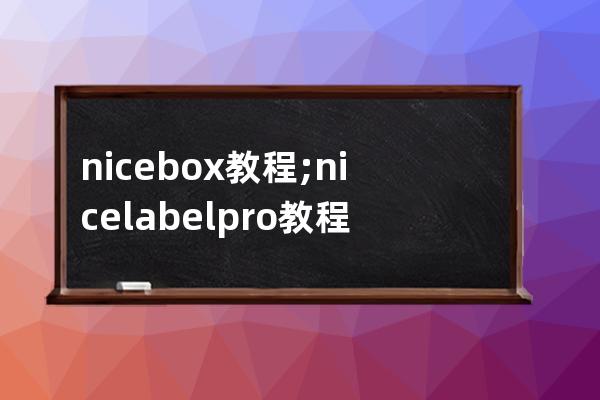 nicebox 教程;nicelabelpro教程