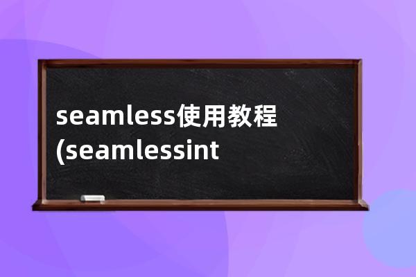 seamless使用教程(seamless interaction)