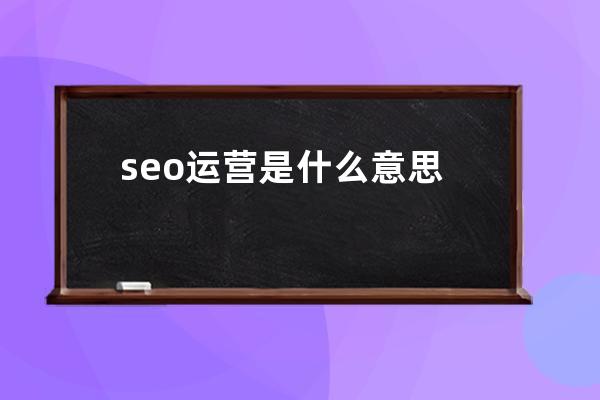 seo运营是什么意思