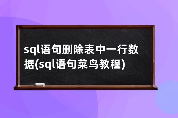 sql语句删除表中一行数据(sql语句菜鸟教程)