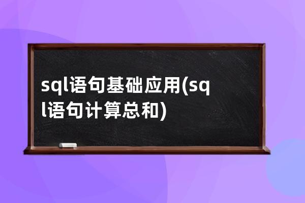 sql语句基础应用(sql语句计算总和)