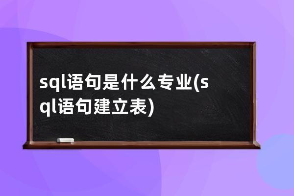 sql语句是什么专业(sql语句建立表)