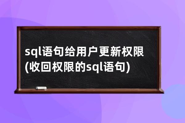 sql语句给用户更新权限(收回权限的sql语句)