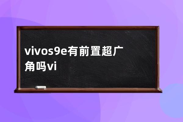 vivos9e有前置超广角吗vivos9e摄像头像素介绍 