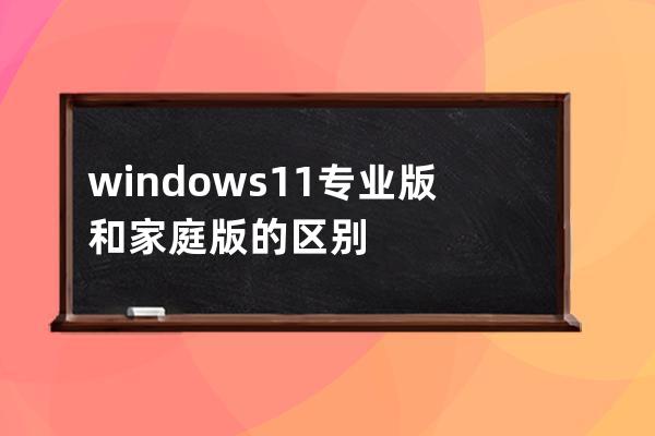 windows11专业版和家庭版的区别
